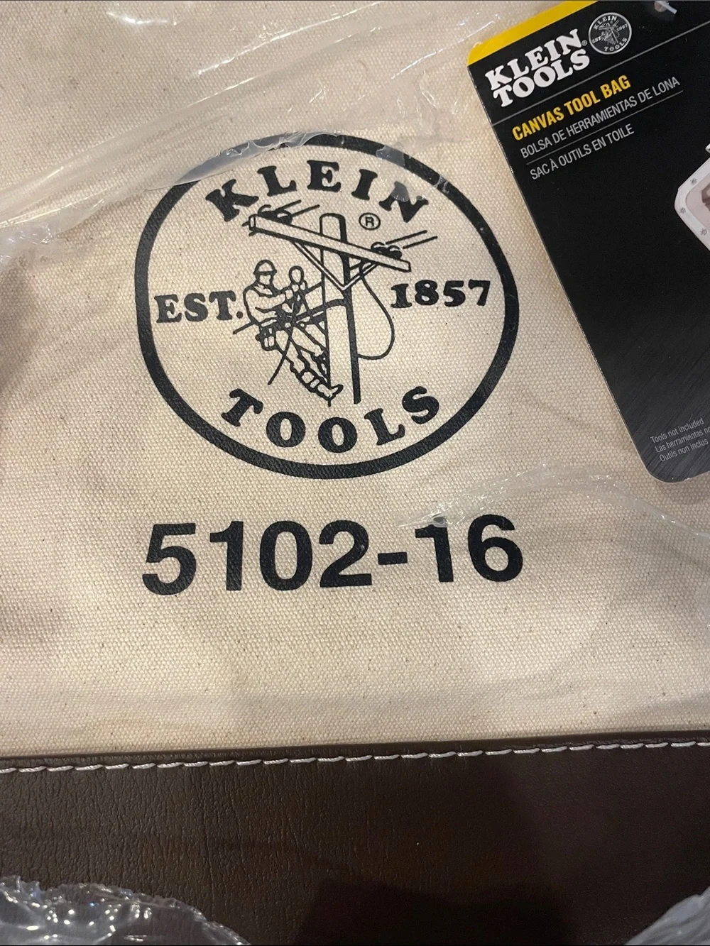 Klein Tools 5102-16 Canvas Leather Tool Bag Wide Mouth Heavy Duty Made in USA